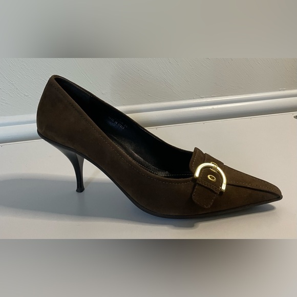 Coach Shoes - COACH Brown Suede Pointed Toe Pumps, Size 10B